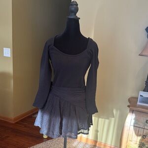 Free People Black Long Sleeve Dress with Skirt NWT